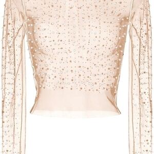 Others Follow Sheer Embellished Crop Top in Cream